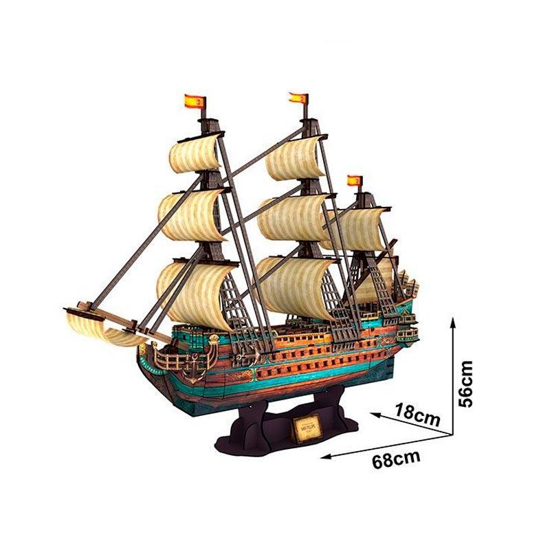 CUBICFUN PUZZLE 3D ARMADA ESPAÑOLA / SAN FELIPE (248 PIEZAS) - IRION Juguetería - 