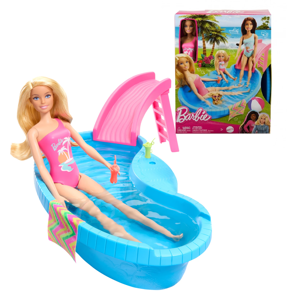 MUÑECA BARBIE CON PISCINA Y ACCESORIOS | MATTEL