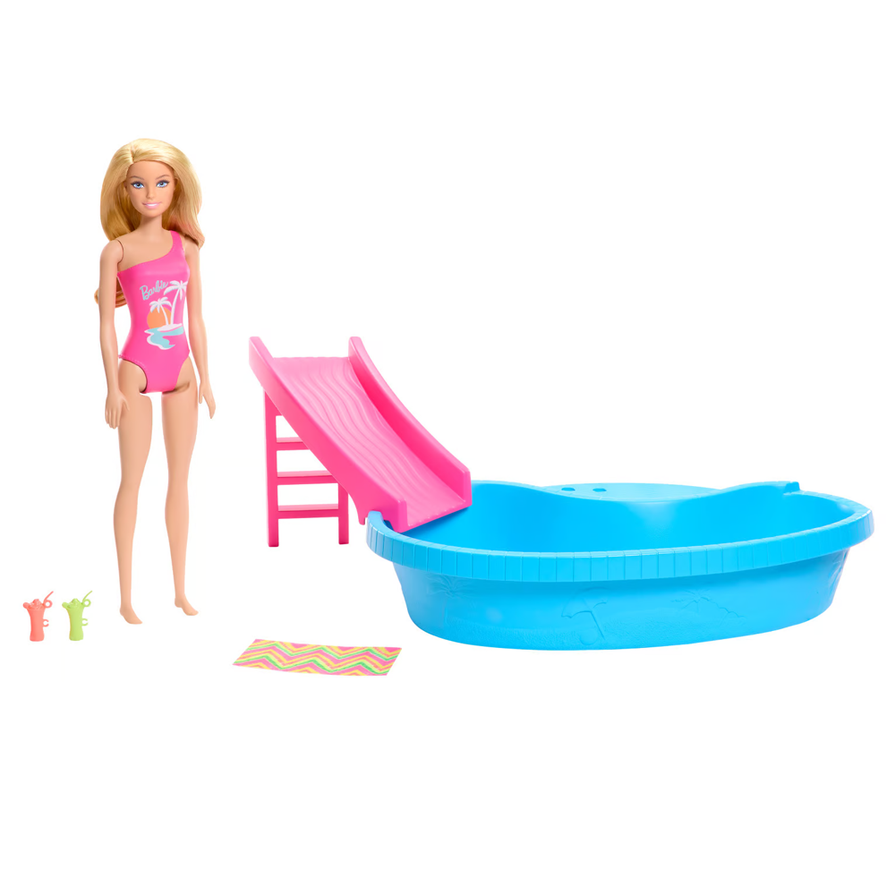 MUÑECA BARBIE CON PISCINA Y ACCESORIOS | MATTEL