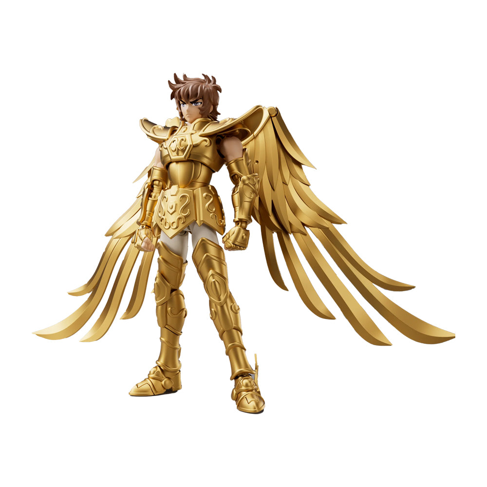 Figuras Blokees de guerrero con armadura dorada alas articuladas y cabello castaño figura coleccionable