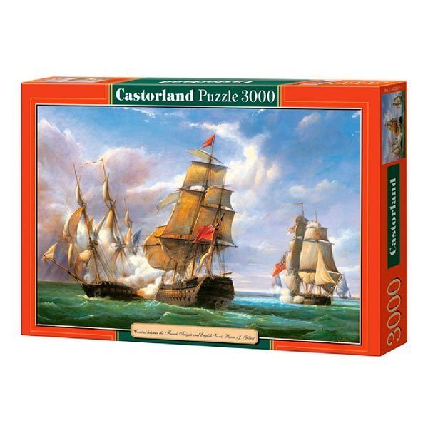PUZZLE CASTORLAND 3000 PIEZAS COMBAT BETWEEN THE FRENCH FRIGATE AND ENGLISH VESSEL, PIERRE J. GILBERT