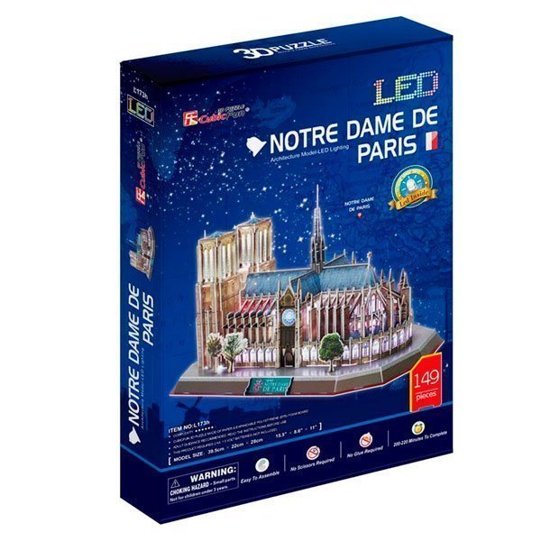 CUBICFUN LED ARCHITECTURE MODEL PUZZLE 3D NOTRE DAME DE PARIS (149 PIEZAS)
