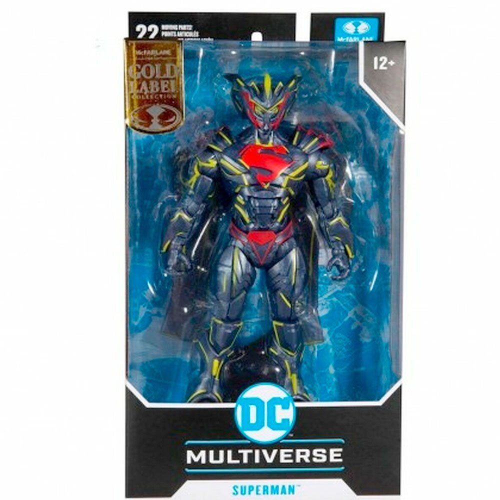 Figura Superman Gold Label de McFarlane Toys edición DC Multiverse con detalles en negro y amarillo