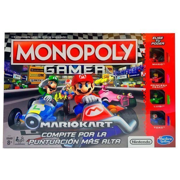 Juego de mesa Monopoly Gamer Mario Kart Chile edición Hasbro con personajes y autos de Mario Kart