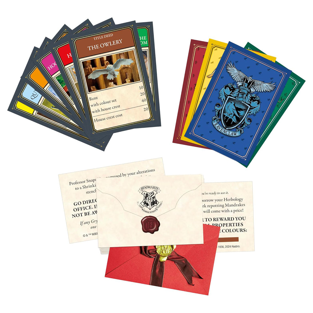 Cartas de juego Monopoly Harry Potter Chile con sobres y cartas temáticas de Hogwarts de Hasbro