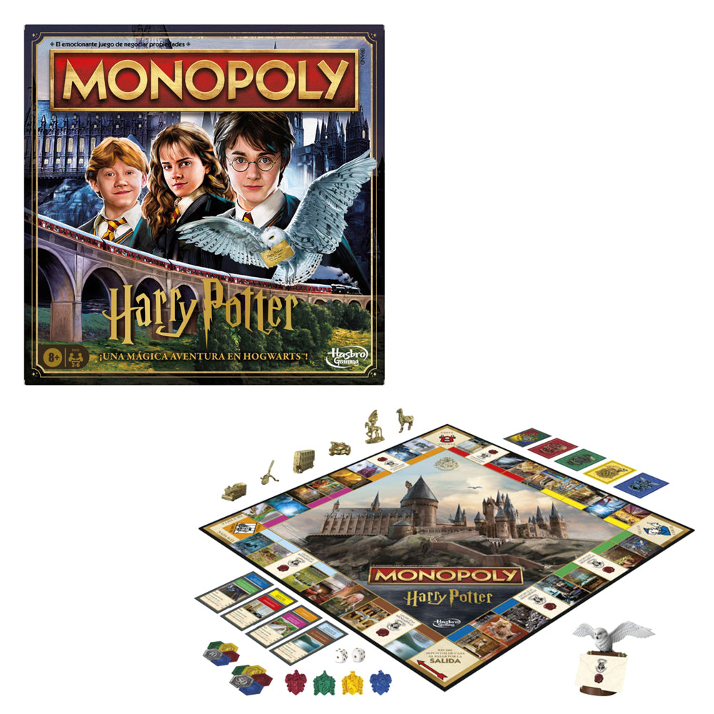 Juego de mesa monopoly harry potter chile edición Hasbro con tablero y fichas temáticas de Hogwarts