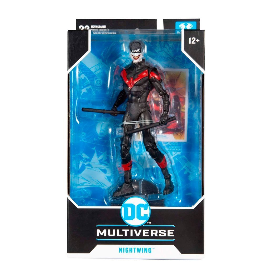 Figura Nightwing McFarlane Toys de DC Multiverse con diseño detallado y accesorios