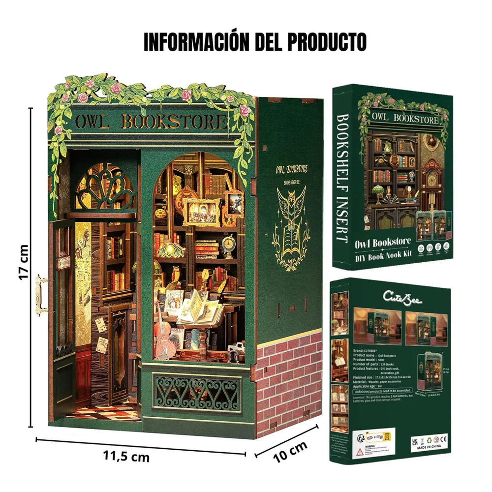 SEPARADOR SUJETA LIBROS OWL BOOKSTORE PUZZLE 3D | CUTE BEE
