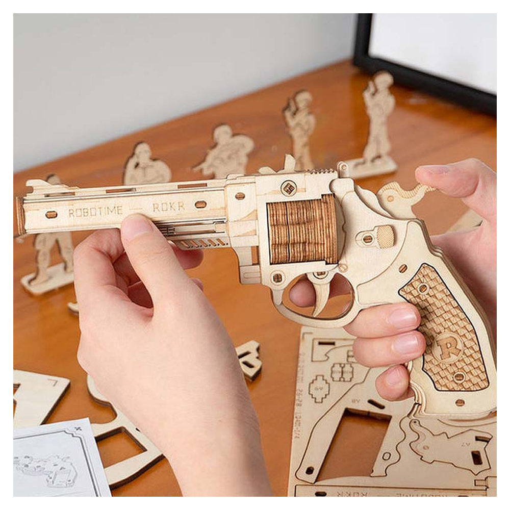 REVOLVER DE MADERA CORSAC M60 ARMABLE PUZZLE 3D | ROBOTIME