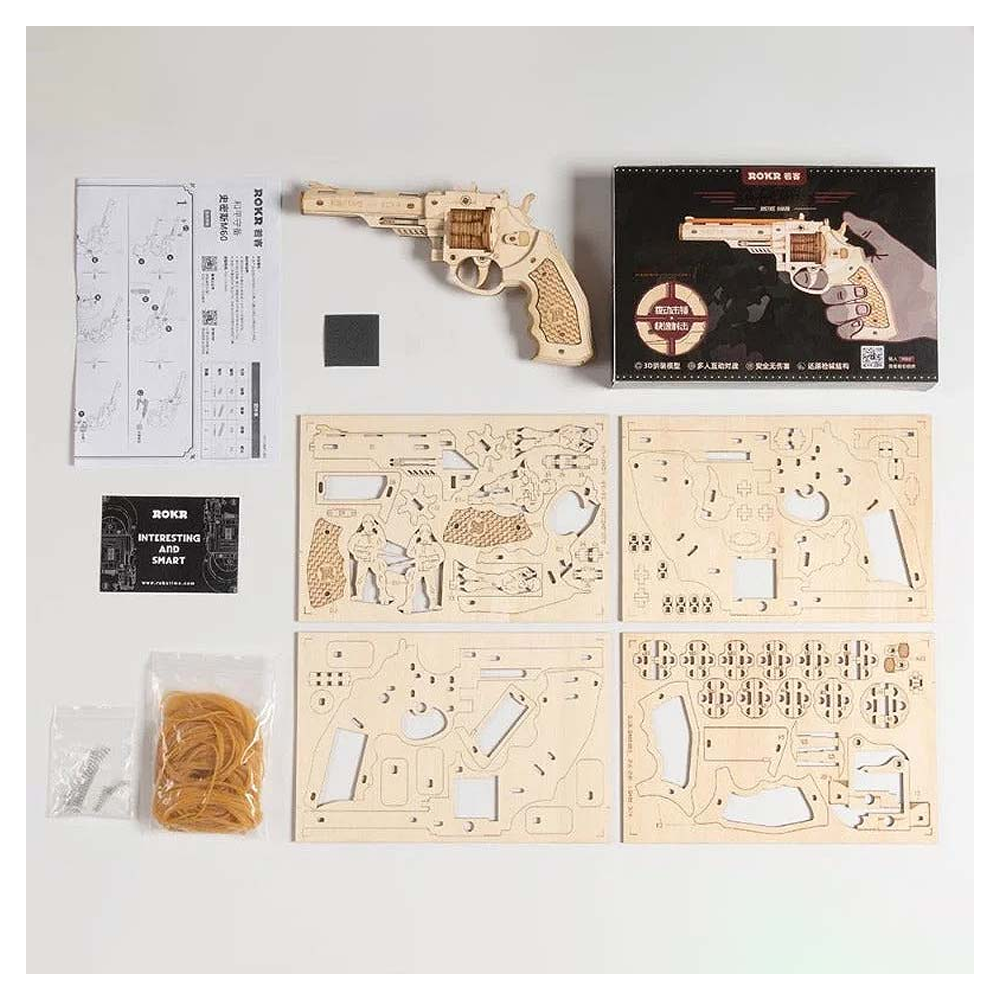 REVOLVER DE MADERA CORSAC M60 ARMABLE PUZZLE 3D | ROBOTIME