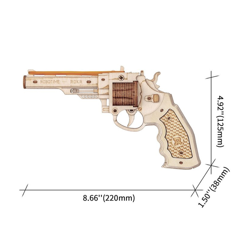 REVOLVER DE MADERA CORSAC M60 ARMABLE PUZZLE 3D | ROBOTIME