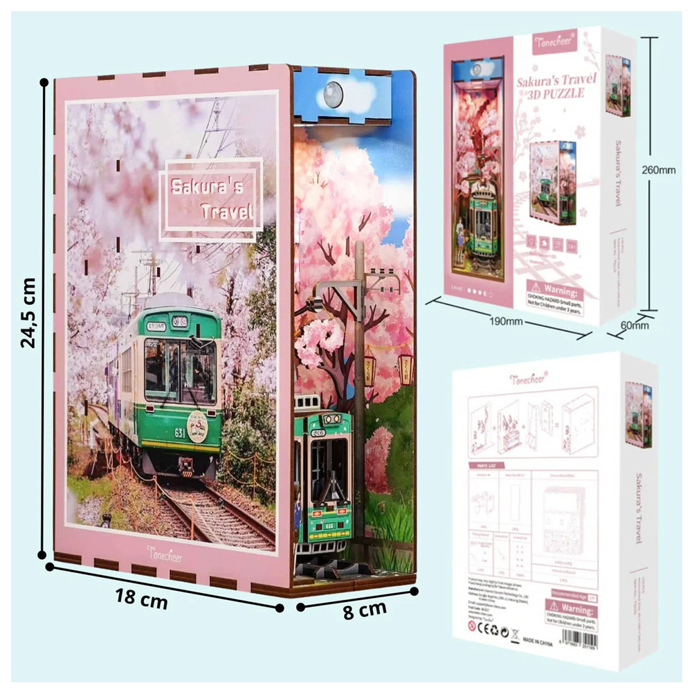 SEPARADOR SUJETA LIBROS SAKURA'S TRAVEL PUZZLE 3D | TONECHEER