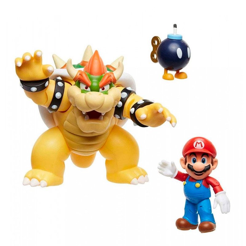 Set de batalla Bowser Super Mario con figuras de Bowser, Mario y bomba Bob-omb de Imexporta