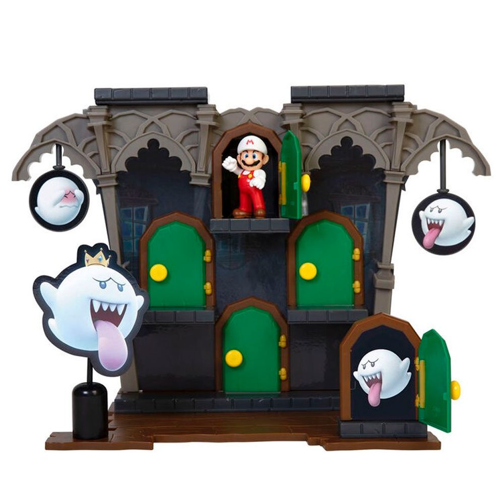 Juego de mesa playset Super Mario mansión Boo de JAKKS Pacific con figuras y puertas verdes