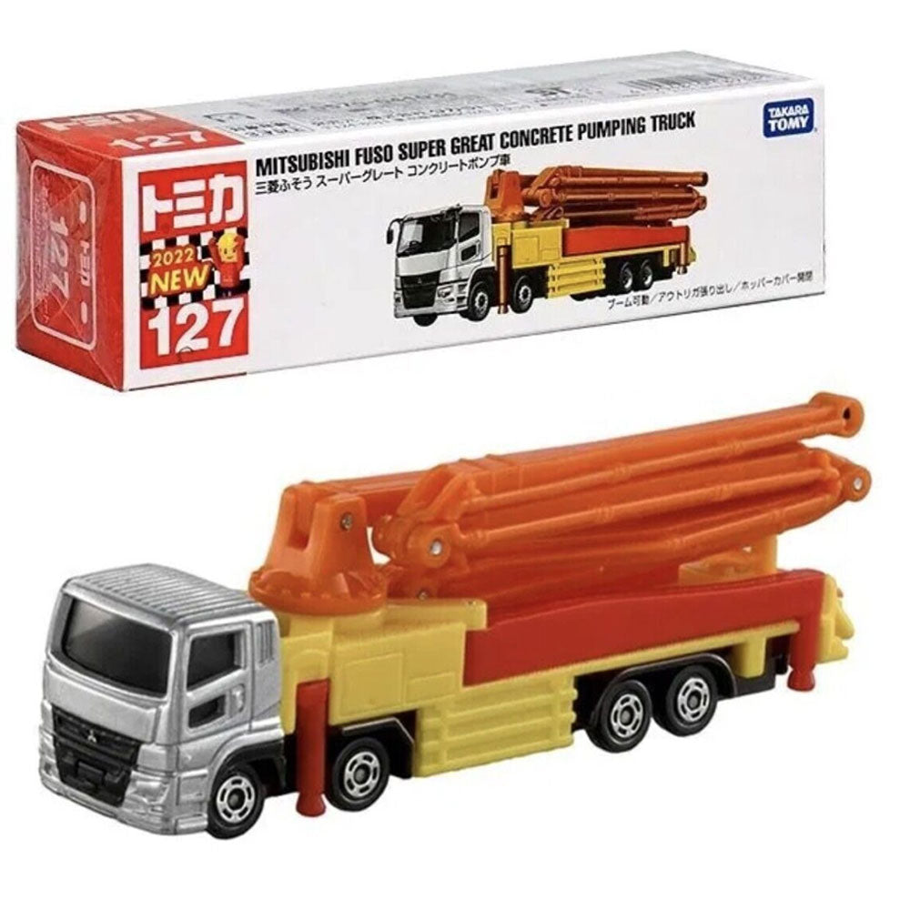 TOMICA LONG TYPE NO.127 MITSUBISHI FUSO SUPER GREAT CONCRETE PUMP CAR